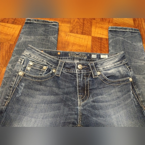 Miss Me Blue Jeans Mid Rise Skinny Angel Wings Women's Size 28 - Picture 3 of 6